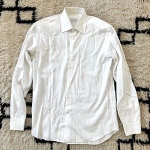 Prada White Dress Shirt, 15 3/4 x 39, Made in Italy, 100% Cotton